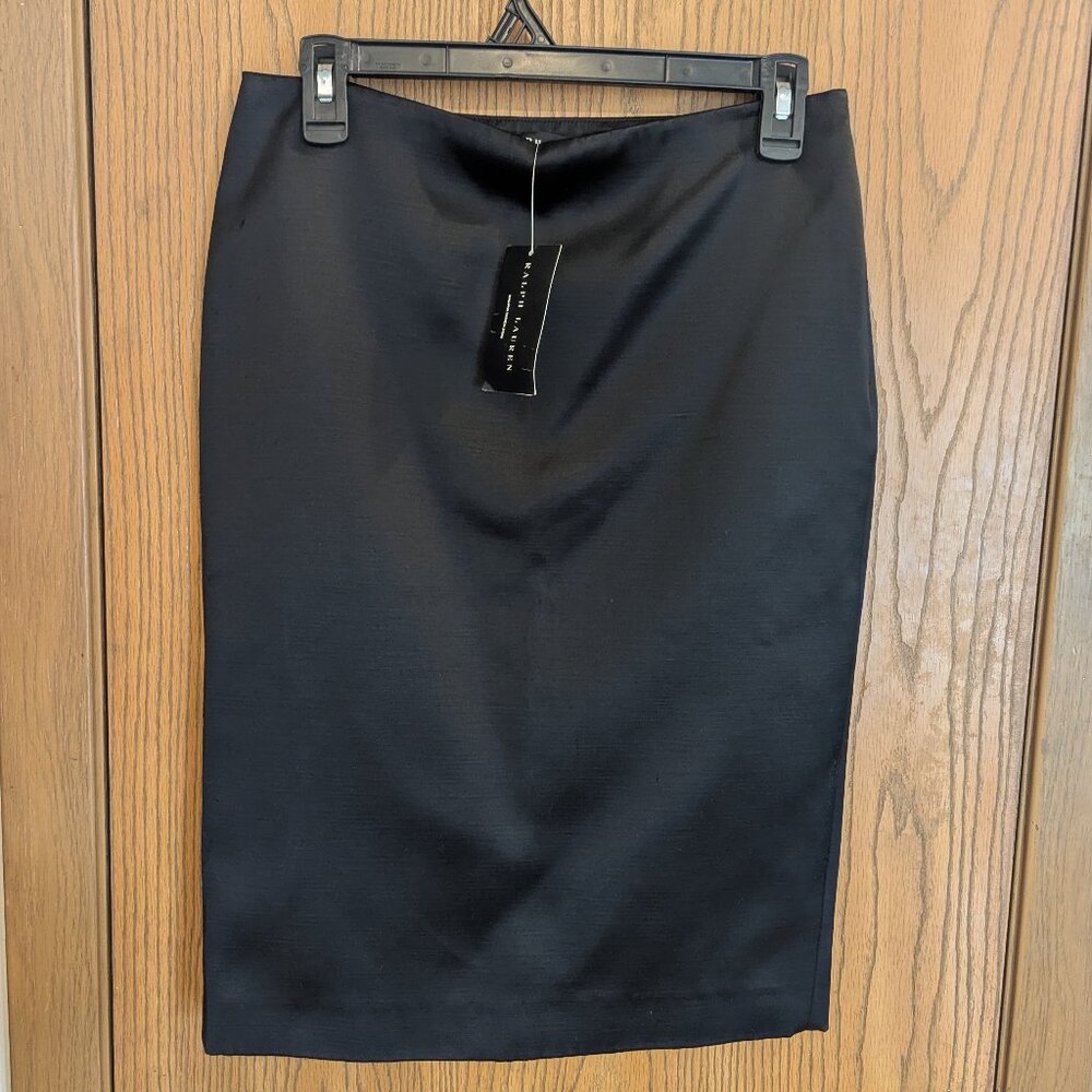 NWT Ralph Lauren Black Label Discontinued Silk Lined Black Knee Length‎ Skirt-6